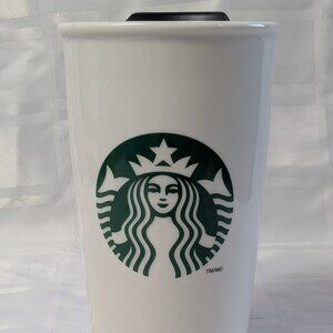 2011 STARBUCKS COFFEE COMPANY LIDDED CERAMIC TRAVEL MUG 355ML OR 12 FL OZ TEA